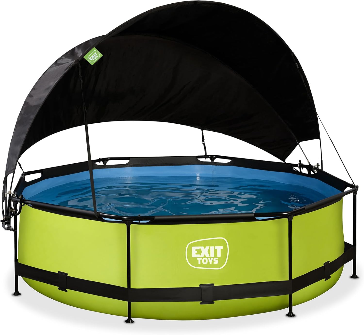 jardinite Piscine Lime avec Voile d'Ombrage - ø300x76cm - Piscine Hors Sol Ronde avec Pompe Filtrante à Cartouche - Protection Optimale Contre Les Rayons UV - Entrée Basse - Design Unique - Vert