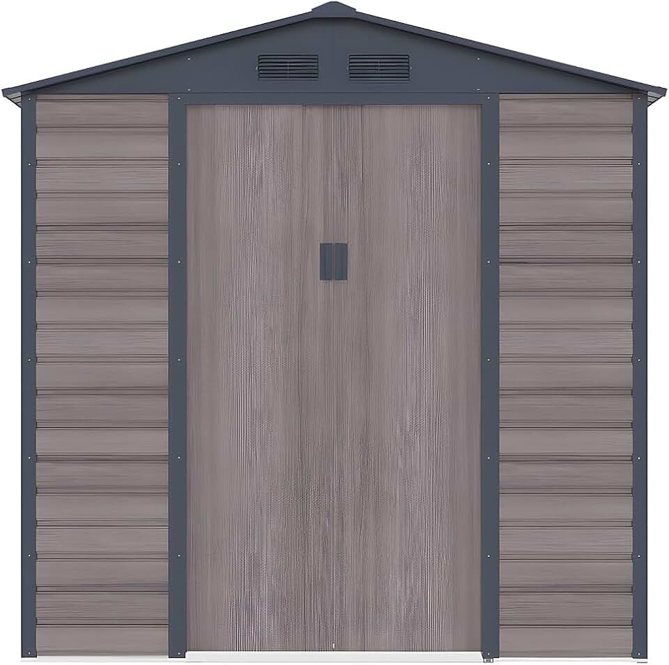 jardinite - Abri de Jardin métal effet bois gris 4,15 m² - acier galvanisé - ADELMO