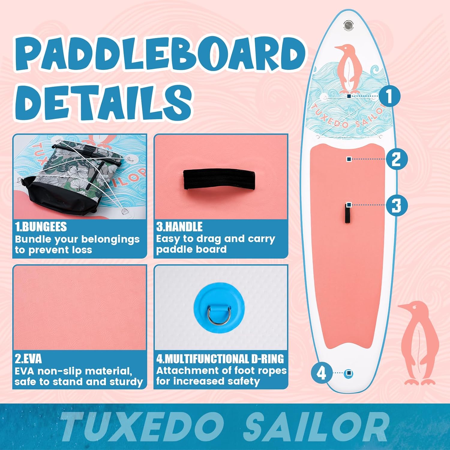 jardinite - SUP gonflable adulte 320cm - stable, kit complet