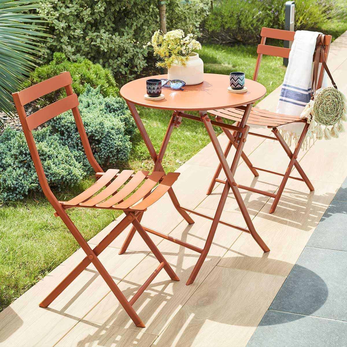 jardinite - Greensboro Ambre - ronde pliante 2 places - acier époxy renforcé