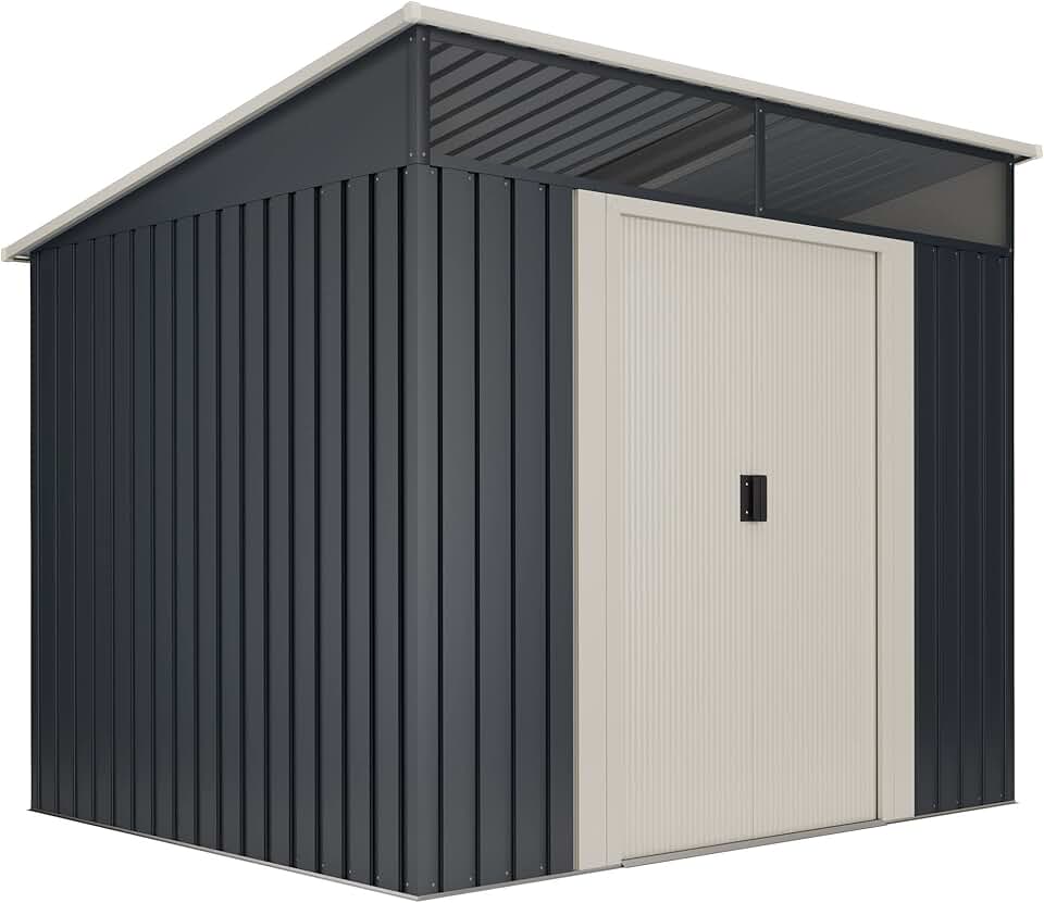 jardinite - Stark - 194x239x203cm - Abri métal, fenêtre, porte double, toit plat