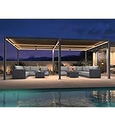 jardinite Pergola Bioclimatique 4 x 6 m en Aluminium, Tonnelle de Jardin Exterieur Imperméable ...