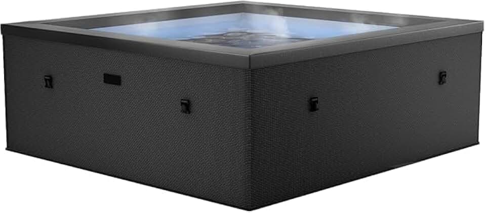 jardinite - Spa - Celestia - Semi-Rigide Carré 6 Places – Construction Portable en Mousse, Chauffage intégré et Couverture économe en énergie – Volume 1100l - Ø180xH70cm - Charcoal Black