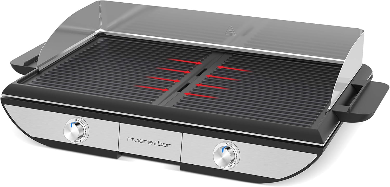 Riviera&Bar - combiné plancha/gril - 53,5x33 cm - fonte, plaques antiadhésives, réversible, lave-vaisselle, 2300W