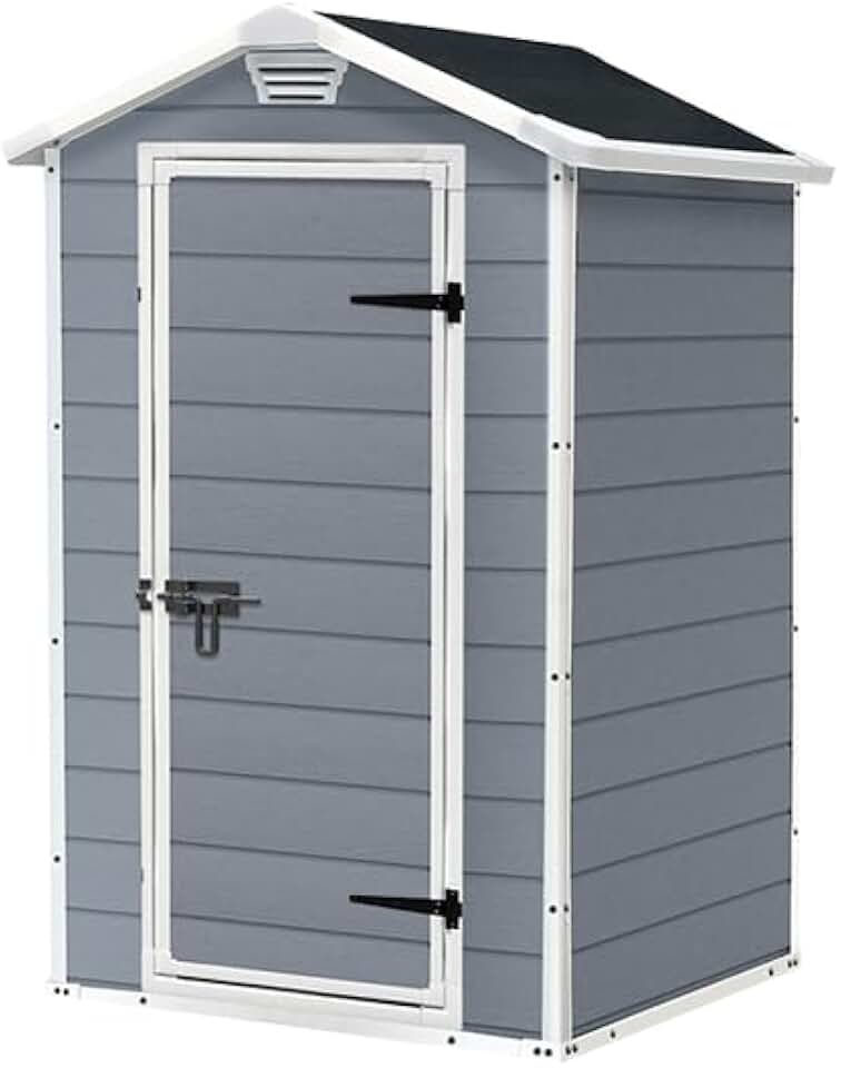 jardinite - Abri Manor 43 - 1,1m² - Résine gris, porte simple