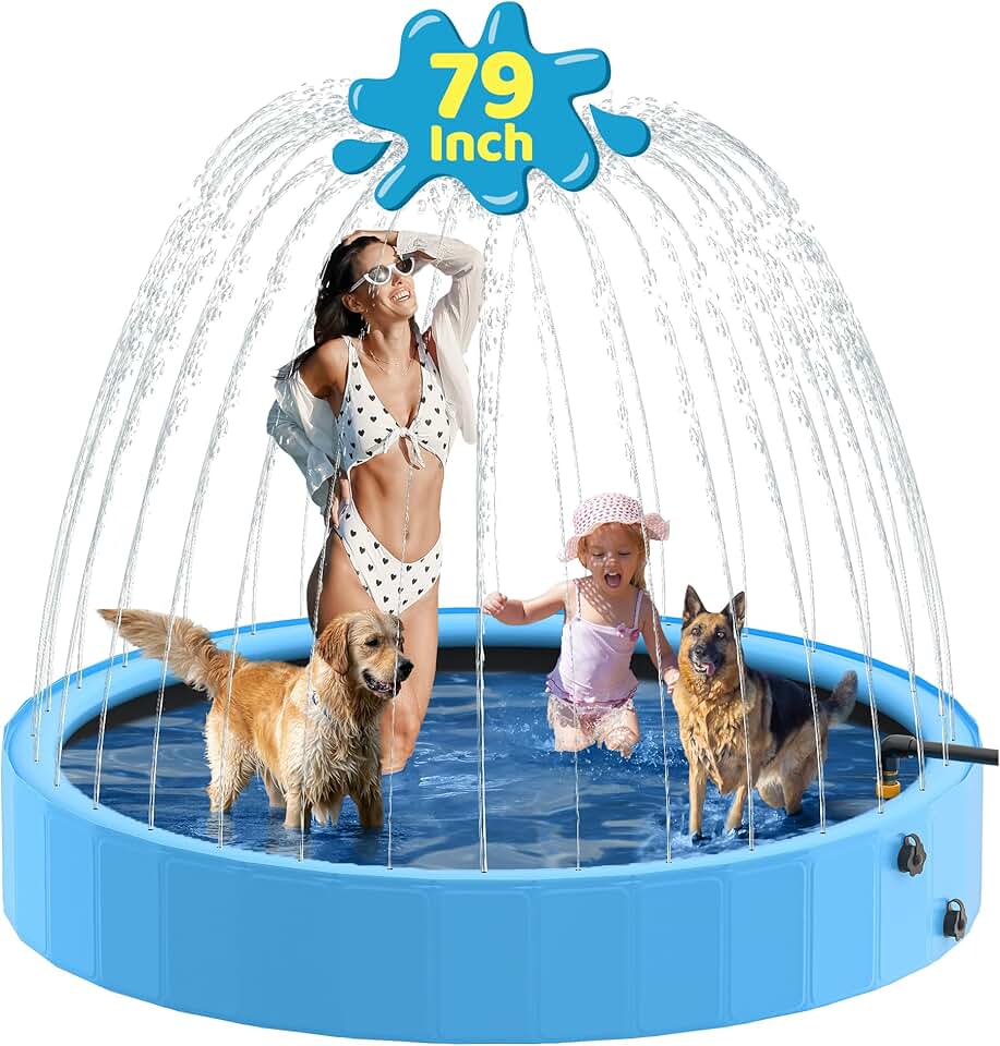 jardinite - Piscine Chien Série Sprinkler - 200cm PVC antidérapant jet d’eau