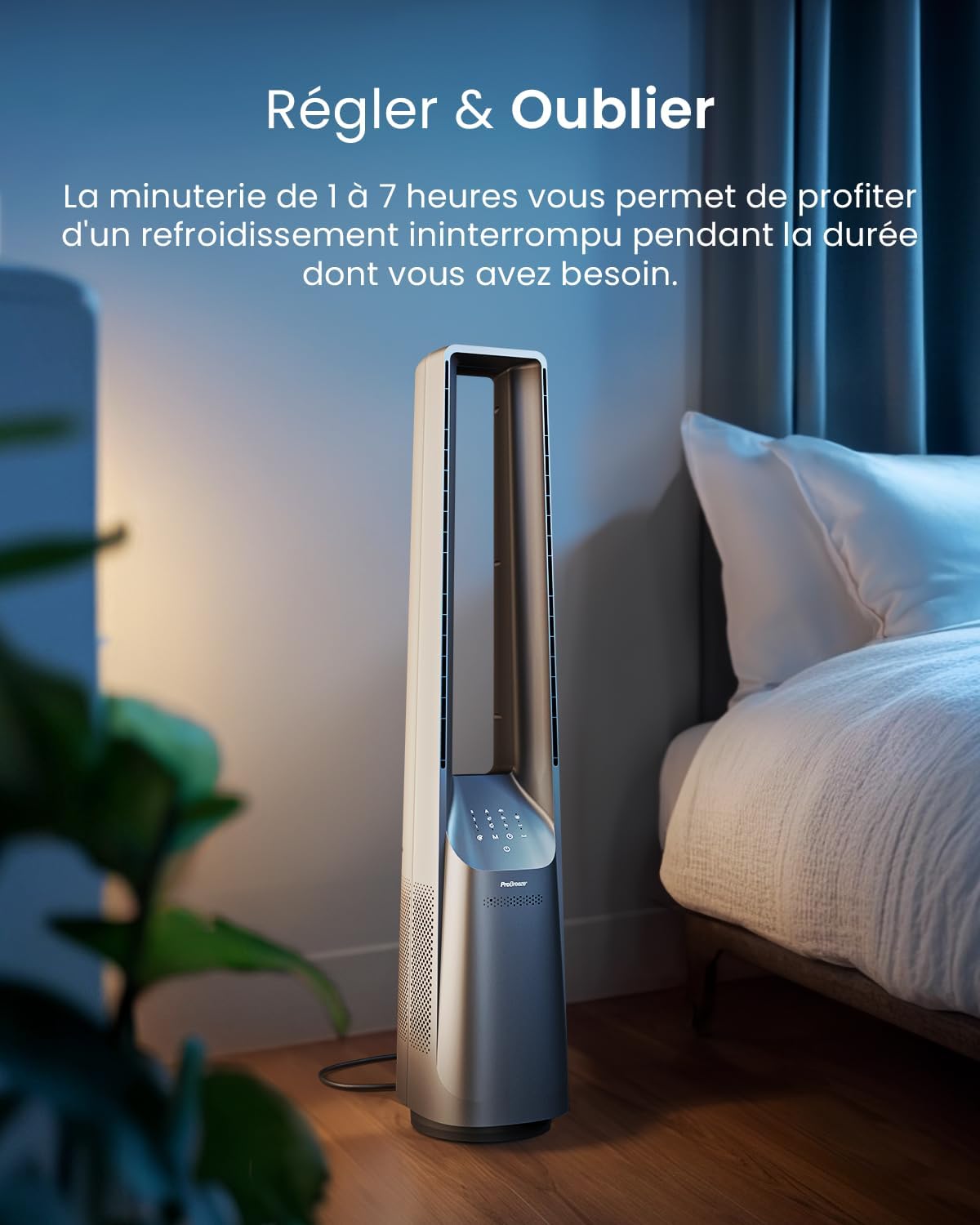 jardinite - Ventilateur tour 101 cm, 6 vitesses, oscillant, silencieux
