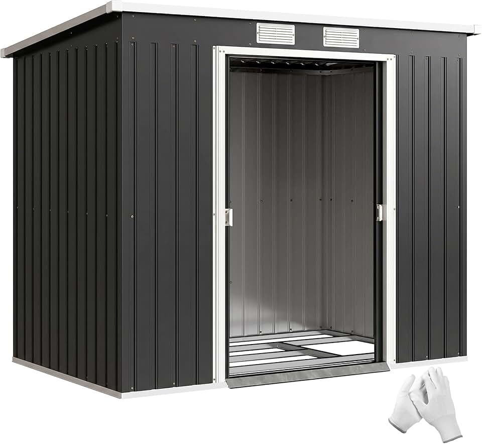 jardinite - abri de jardin acier 2,77 m², 213x130x172 cm, portes verrouillables, fondation