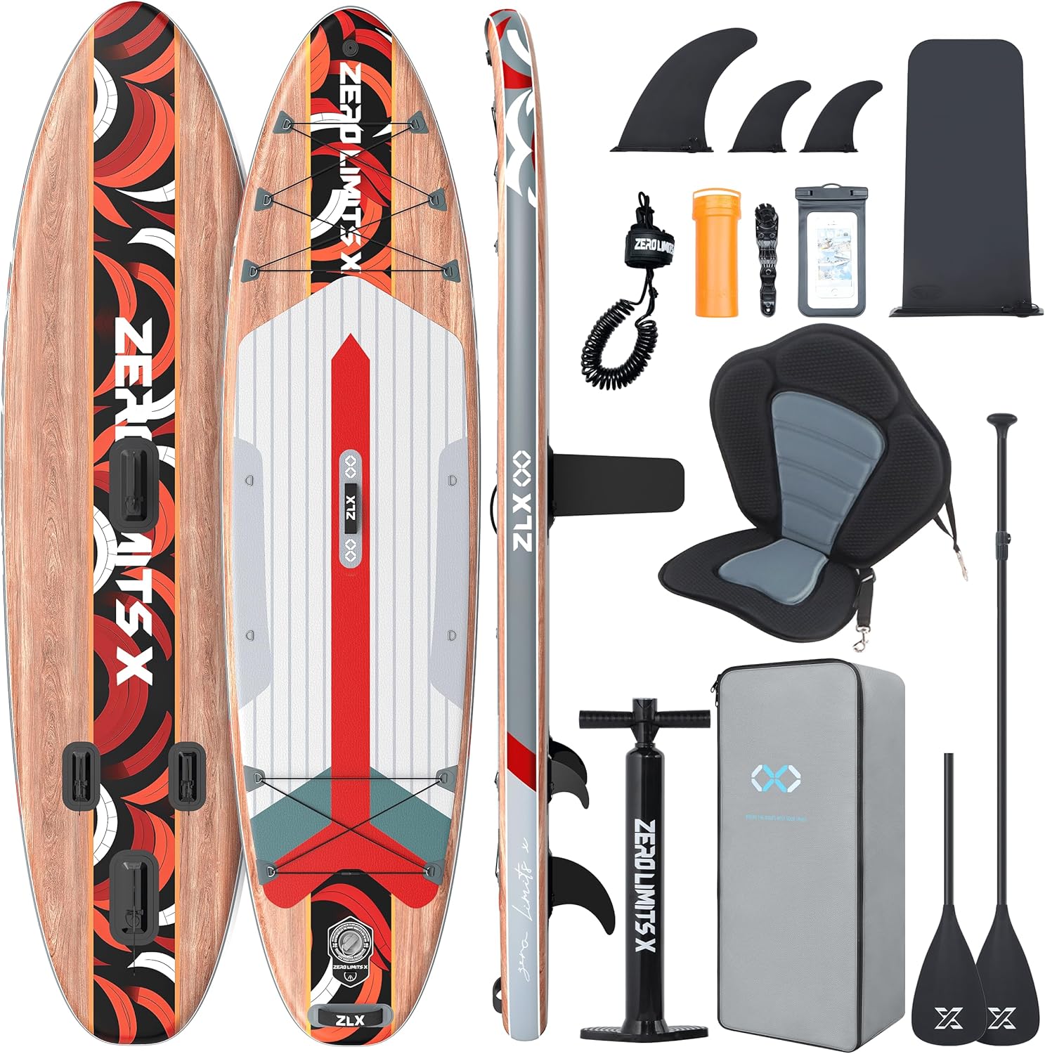 ZLX - Paddle gonflable 2 places 320x84cm, siège kayak, accessoires, ZLX