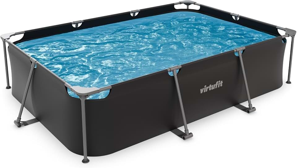 jardinite Piscine rectangulaire 300 x 210 x 66 cm anthracite – Compacte – Cadre stable – Idéale pour le jardin – Montage rapide
