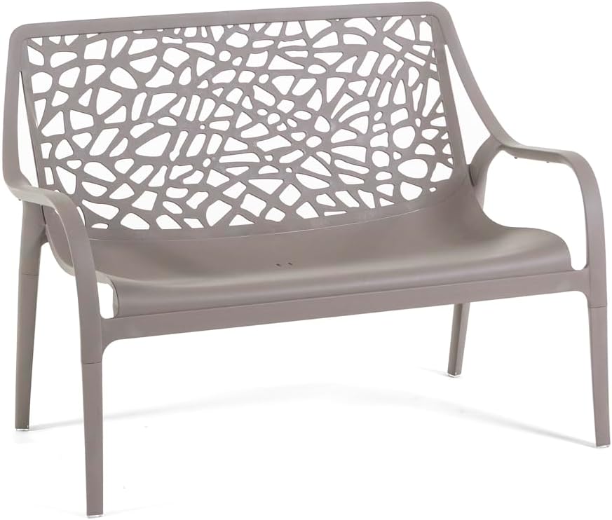 Salon de jardin - Maratea - 4 places - Polypropylène, empilable, imperméable, design moderne, Taupe