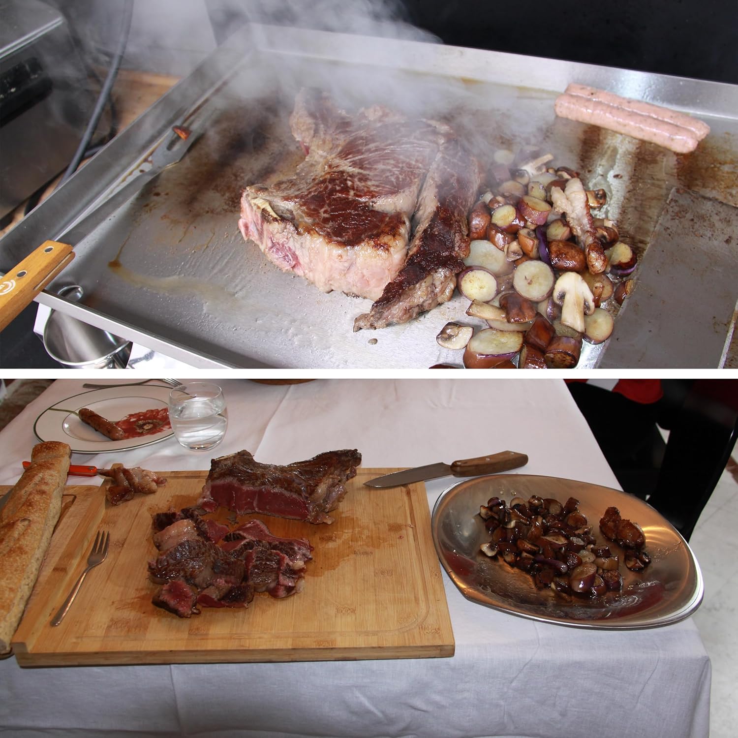 jardinite - Plancha électrique 2 zones inox 3000W, 60x40cm - 8679