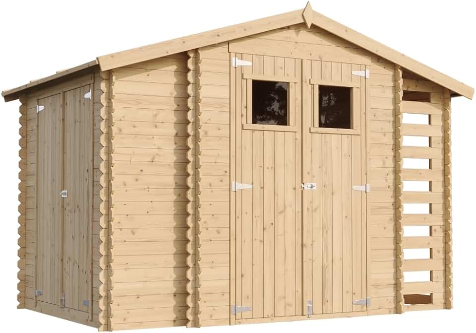 jardinite - M389 - Abri de jardin bois 206x328x218cm, toit étanche, fenêtres
