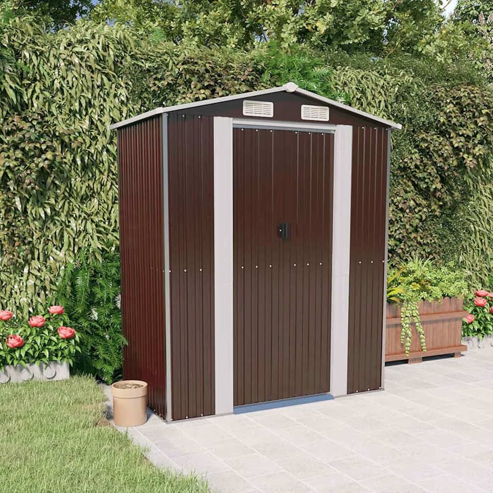 Abri de jardin extérieur - acier galvanisé marron, 192x108x223 cm, rangement robuste