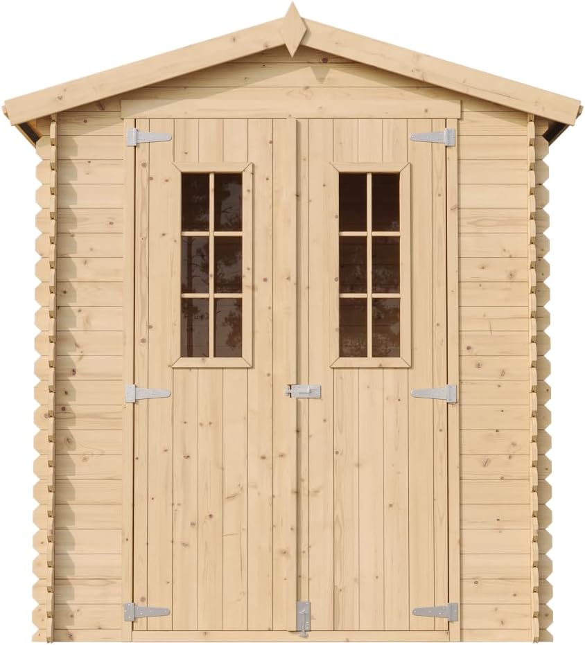 Abri de Jardin en Bois avec Sol TRAITÉ - Stockage extérieur I196xL136xH218 cm/ 1.98 m2 Petit abri à Outils, Local à vélos - jardinite M367C+M367G