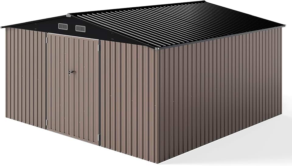jardinite - abri de jardin métal 3,6x3,6m porte fenêtre toit incliné 364x364x198cm