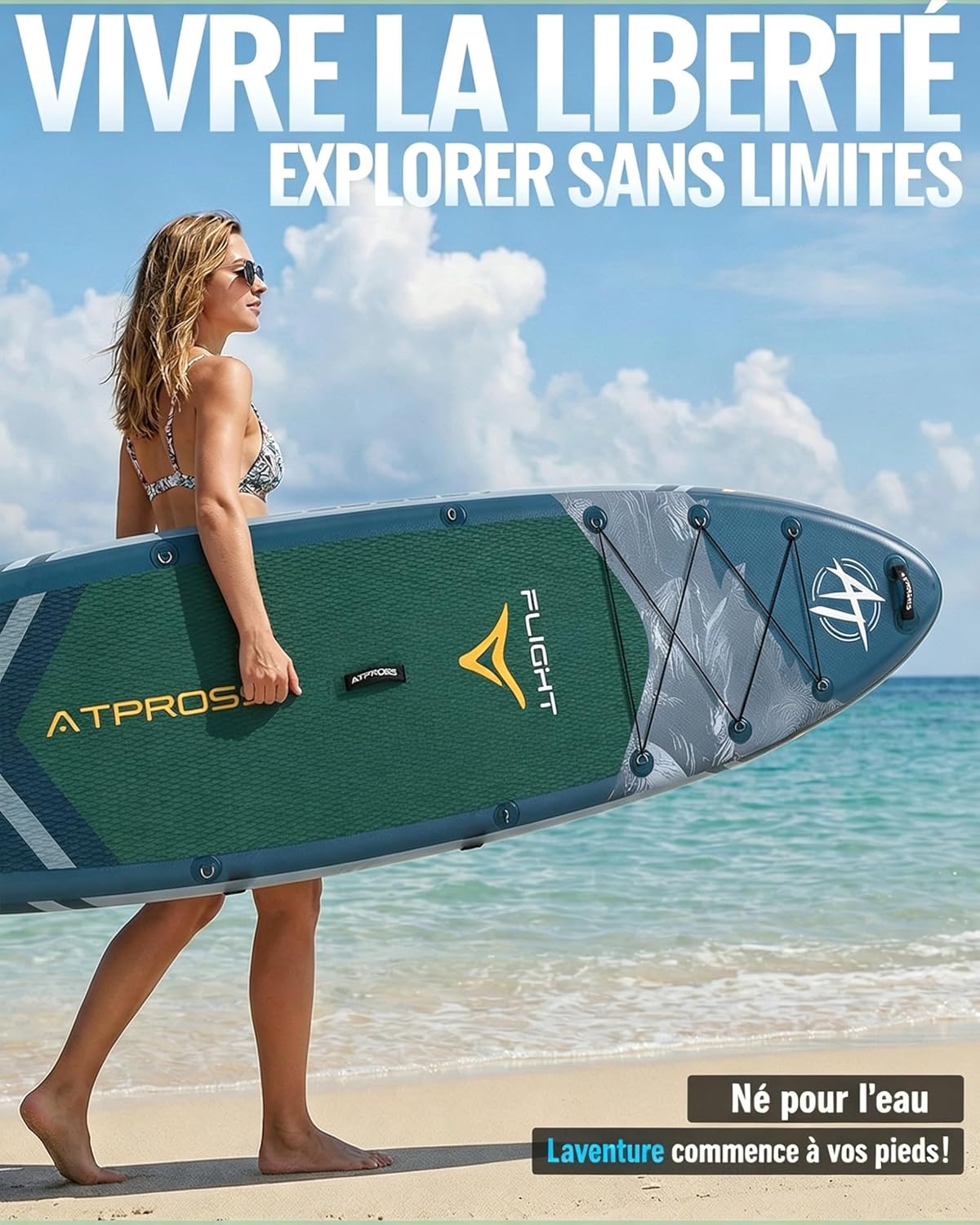 Stand Up Paddle gonflable 320x84cm, 2 places, charge 200kg, siège kayak
