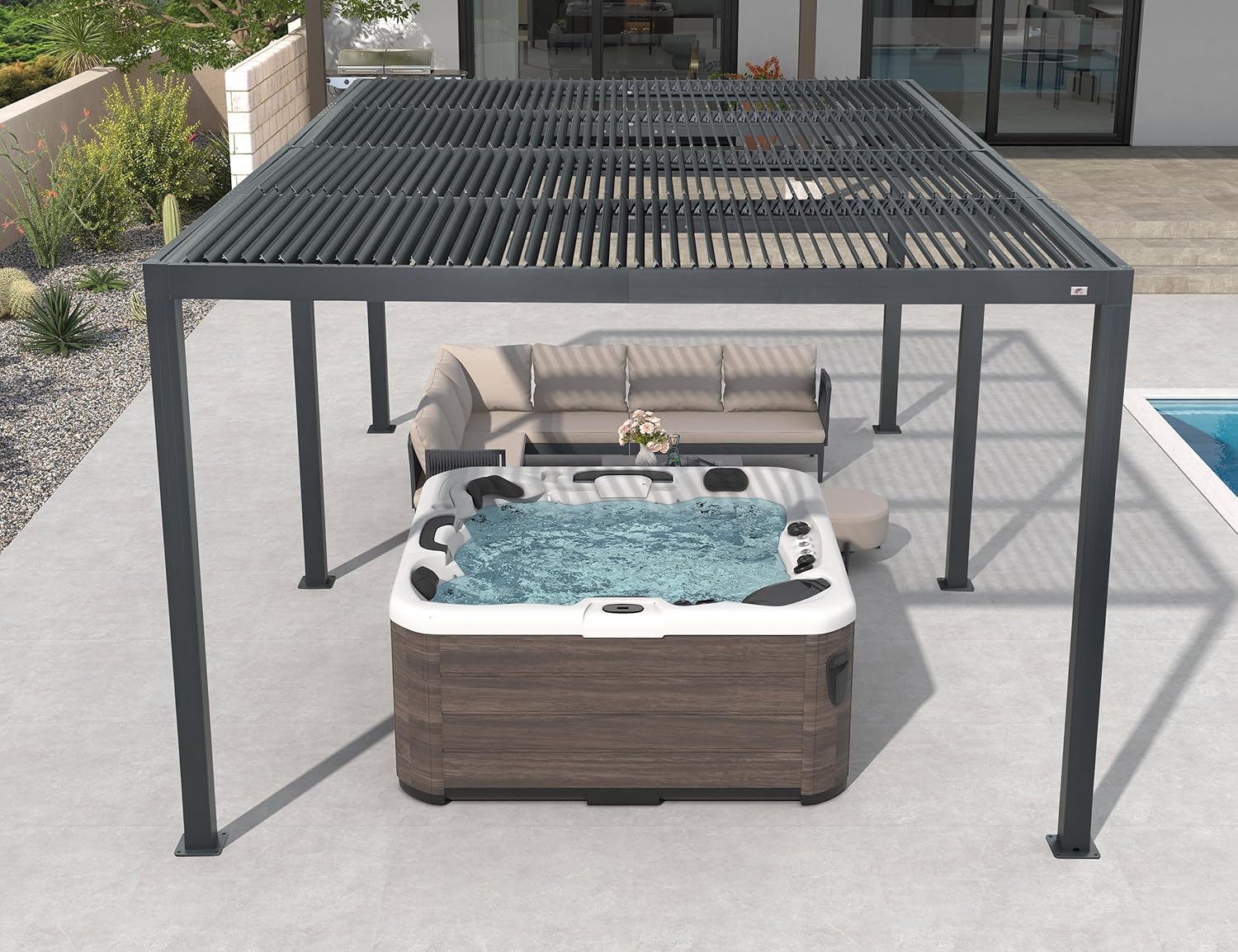 jardinite - Pergola bioclimatique - 6x3,68m - aluminium lames orientables
