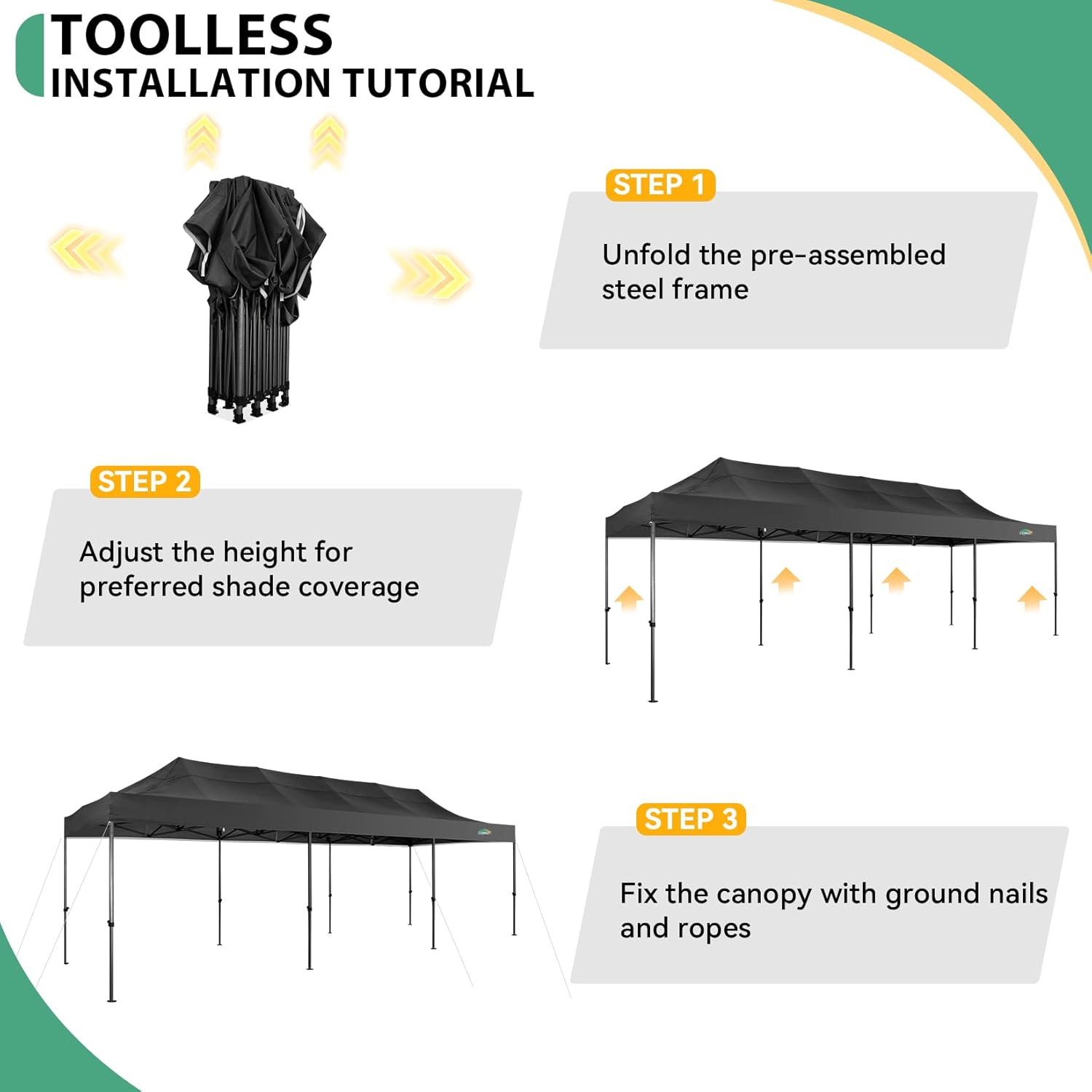Tooluck - Pop-up robuste - 25,4x76,2 cm - 8 parois, imperméable, sac à roulettes