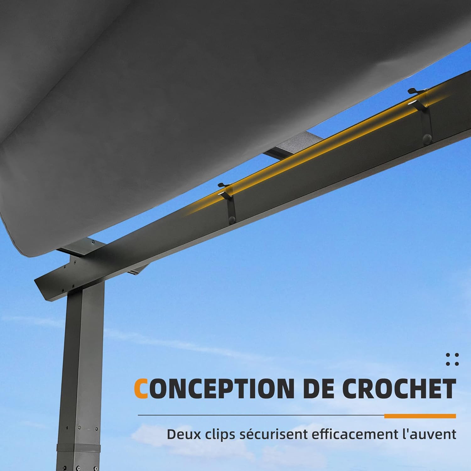 jardinite – pergola aluminium – 4x3m – toit rétractable, éclairage intégré