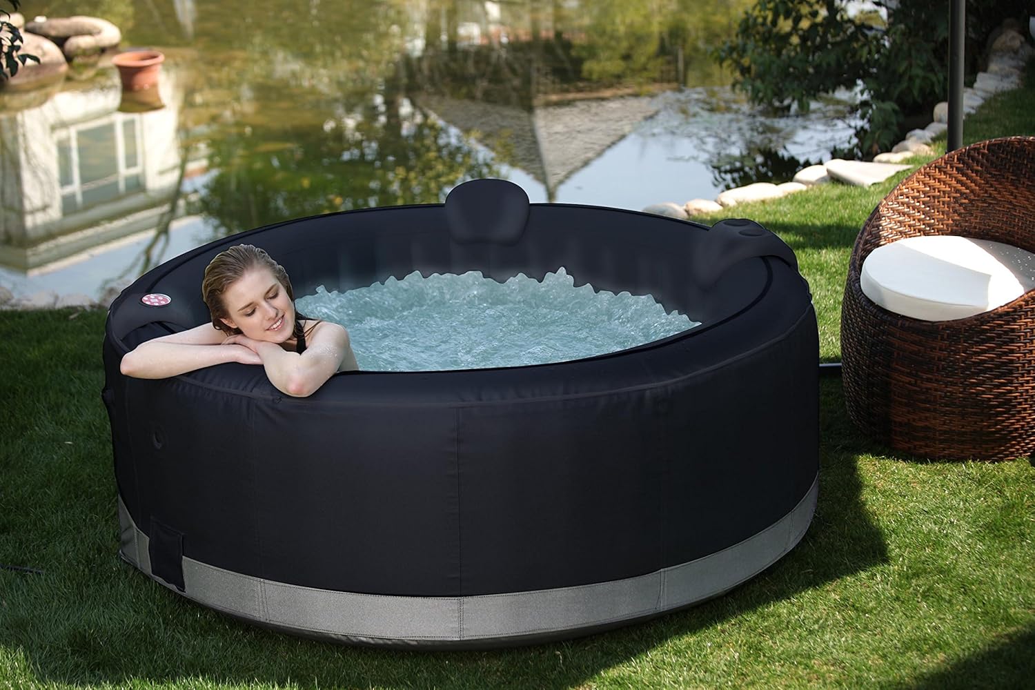 Spa Gonflable 6 Places Rond - Ospazia - Diamètre : 208 cm - Filtre et bâche Inclus