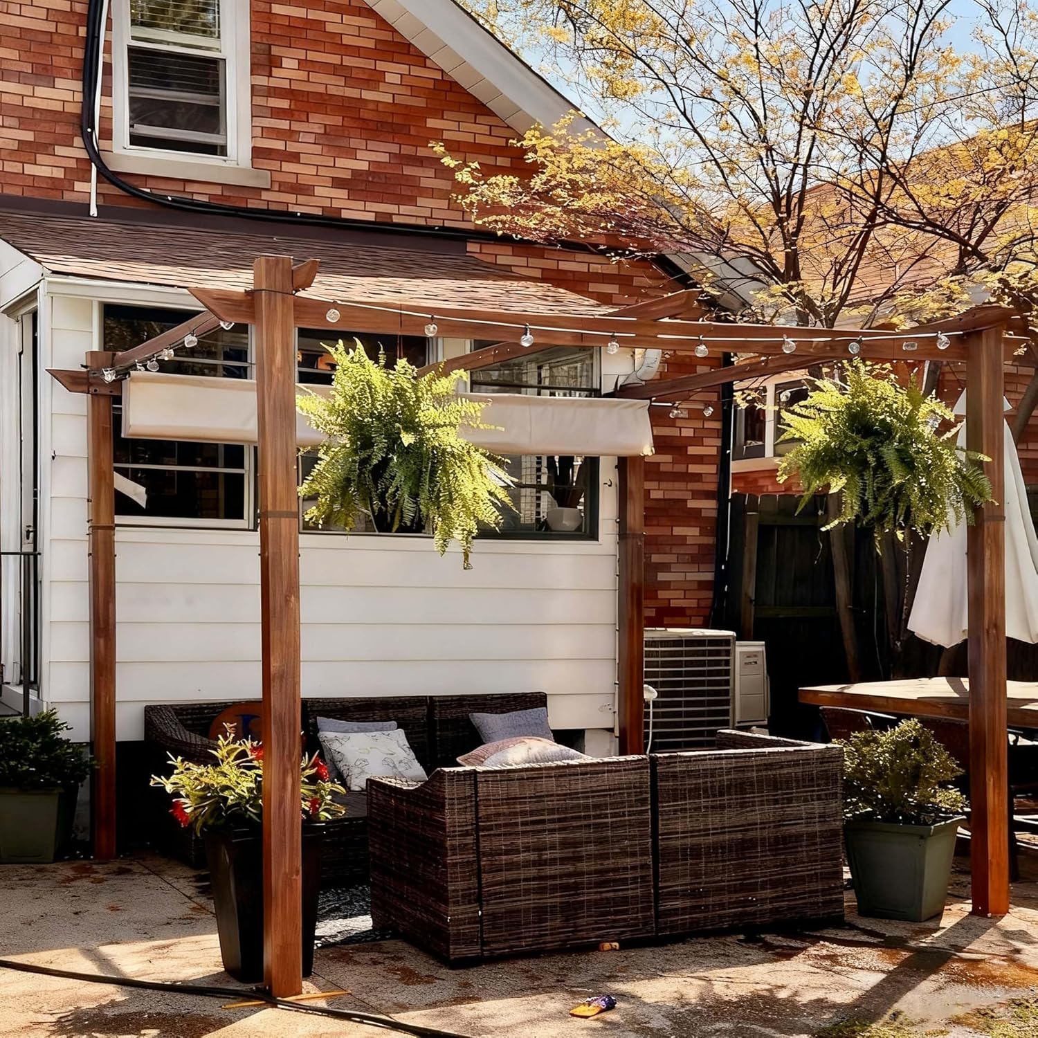 jardinite - Pergola 3x3m - aluminium, éclairage, toit rétractable