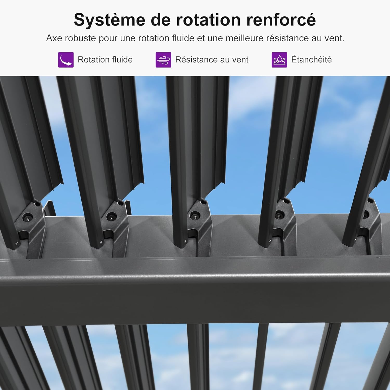 jardinite - Pergola bioclimatique série - 3,5x8,5m - aluminium, lames orientables, jardin, terrasse, gris