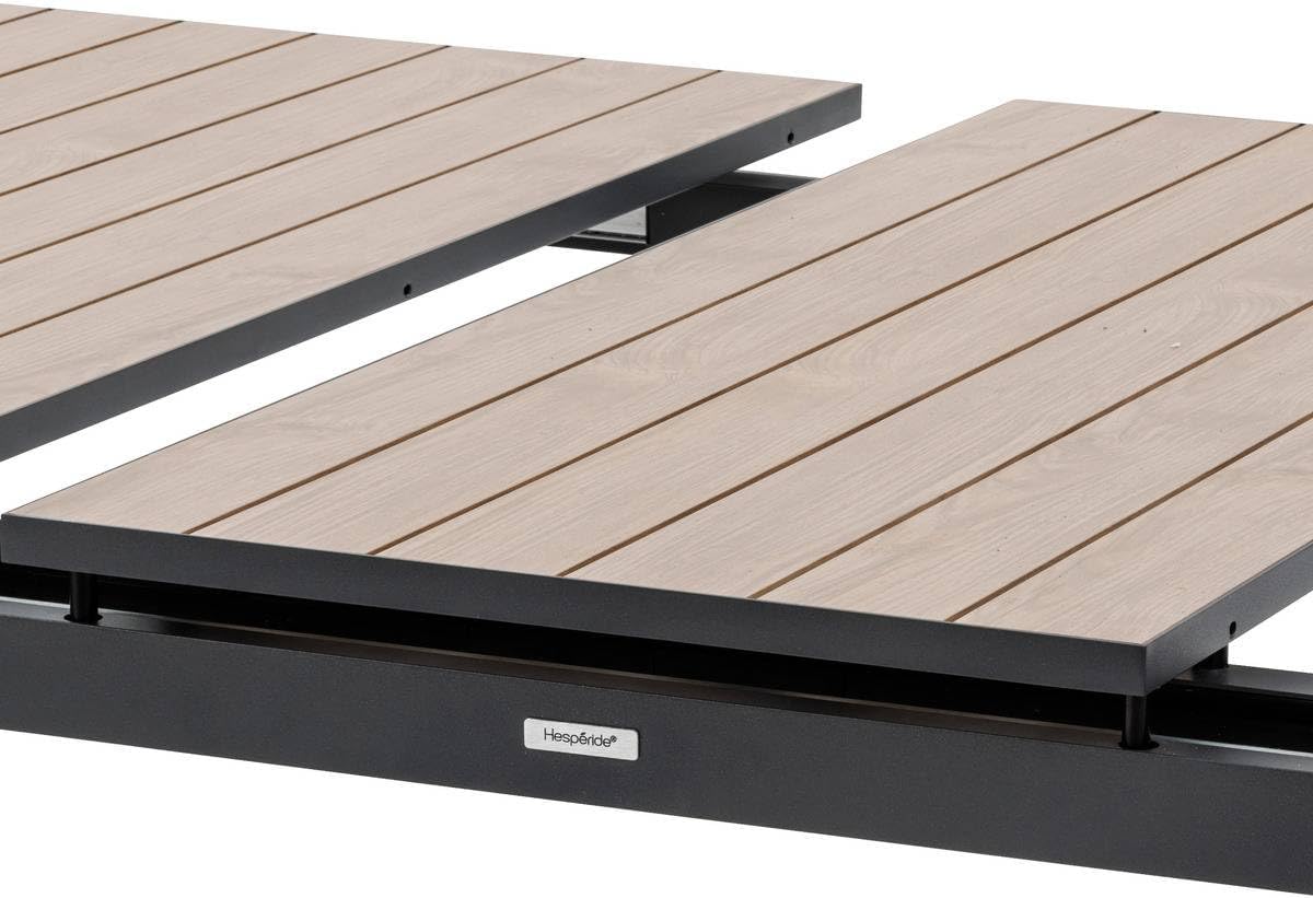 jardinite - Evasion - grande table extensible 14 places - aluminium effet bois, rallonge, extérieur