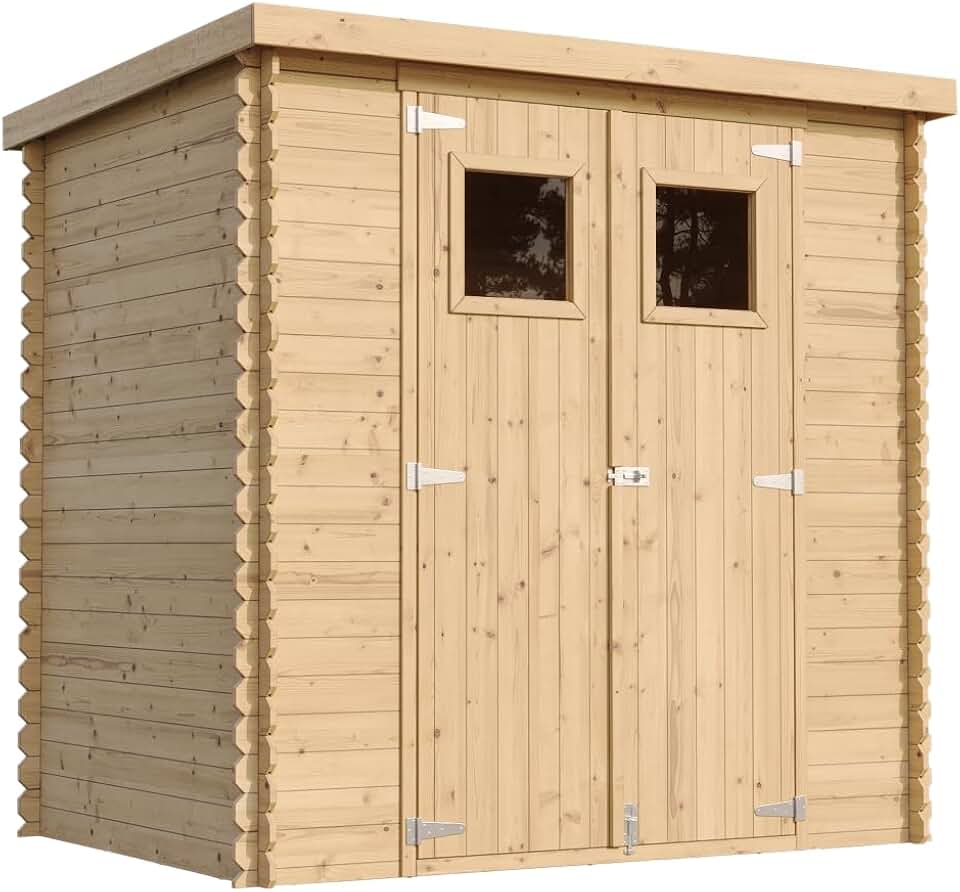 Abri de jardin bois, 2m², toit étanche, fenêtres