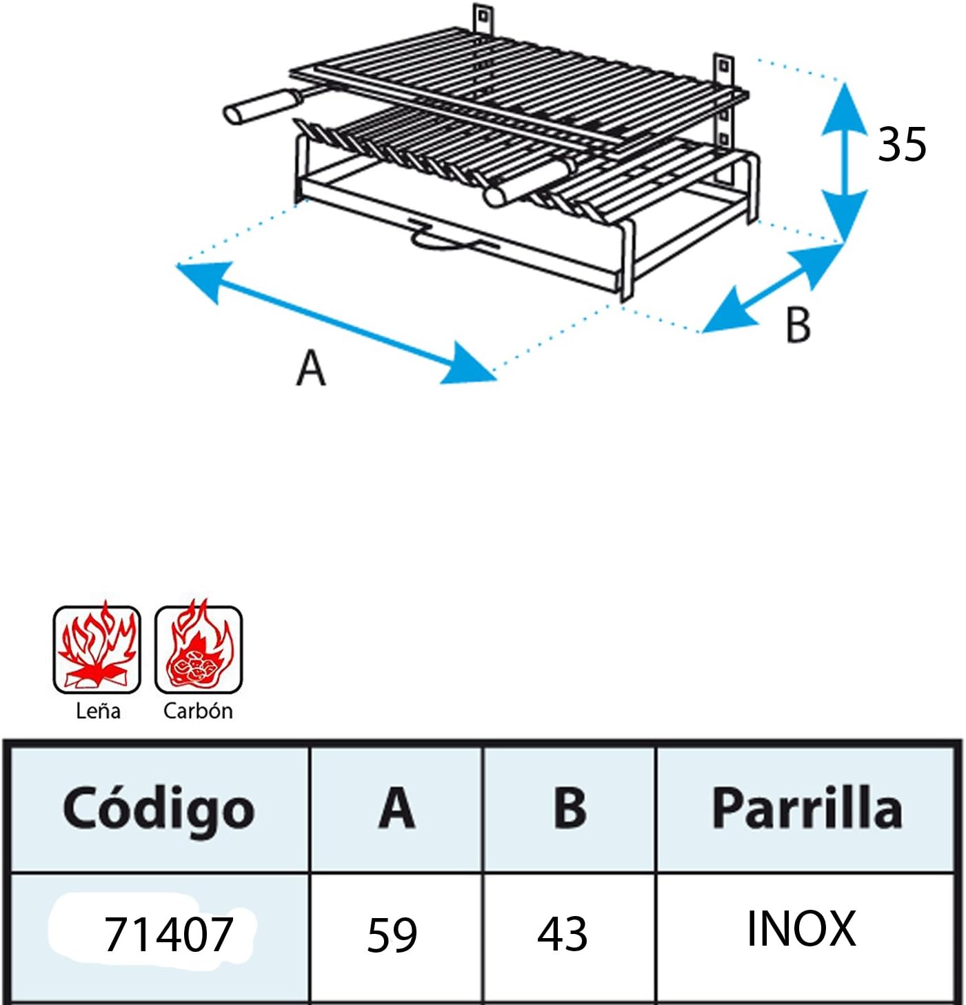 jardinite - Barbecue inox avec grille fer - 71406