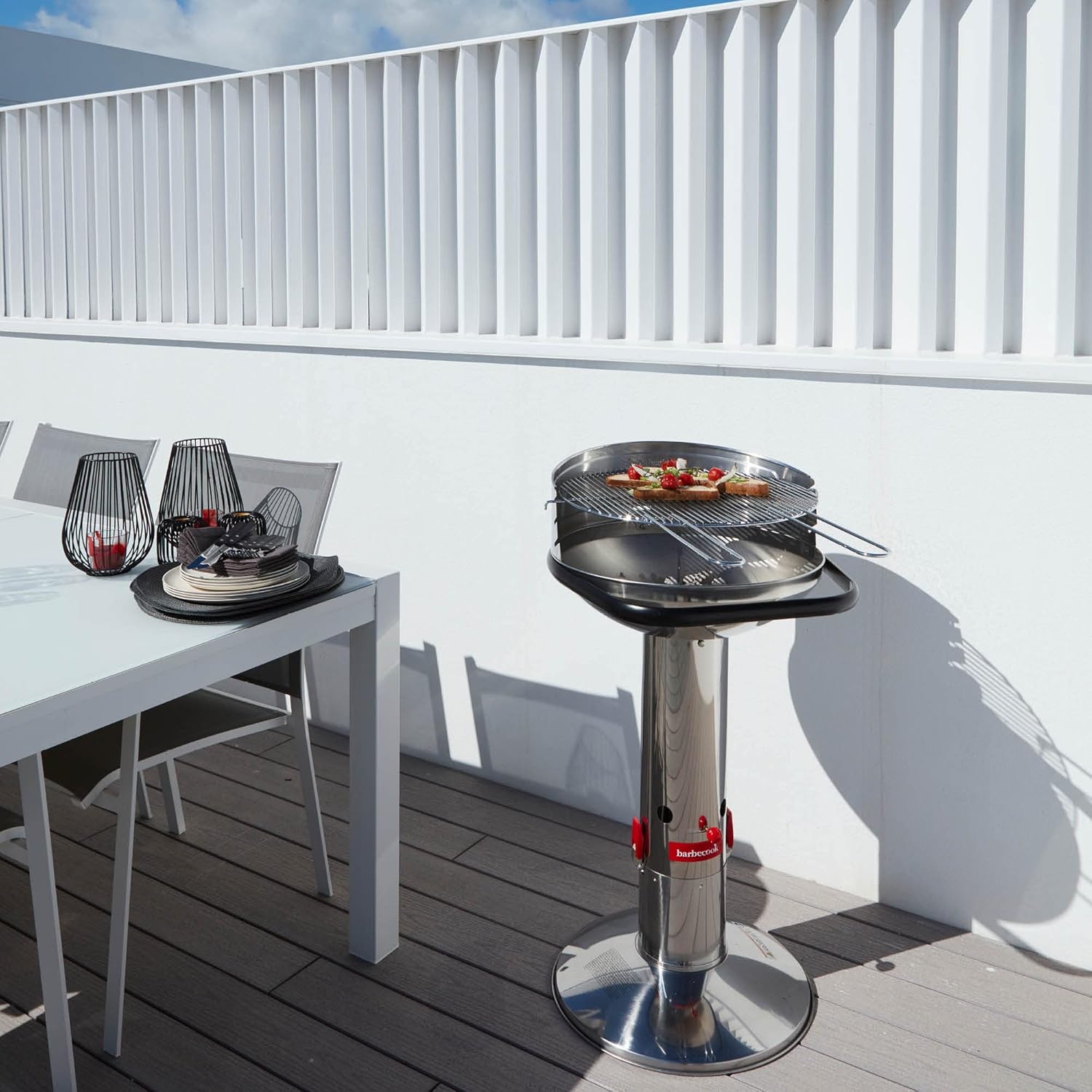 Barbecue charbon acier inox, 47,5 cm, gris, cuisson précise