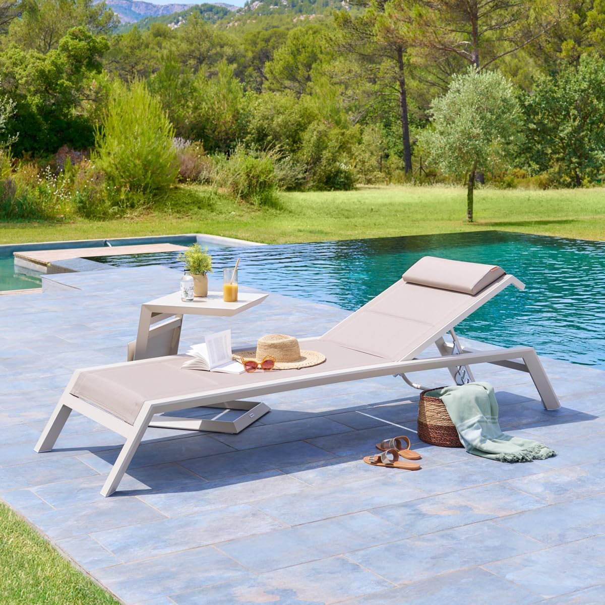 jardinite - Allure table de jardin carrée 55x45x55cm aluminium argile