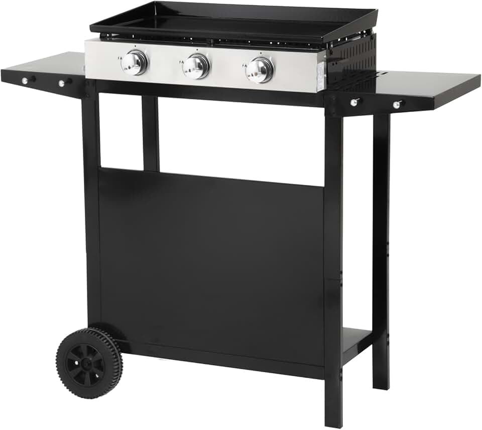 jardinite - Plancha Mérida sur chariot 3 brûleurs 6kW 74x33 cm