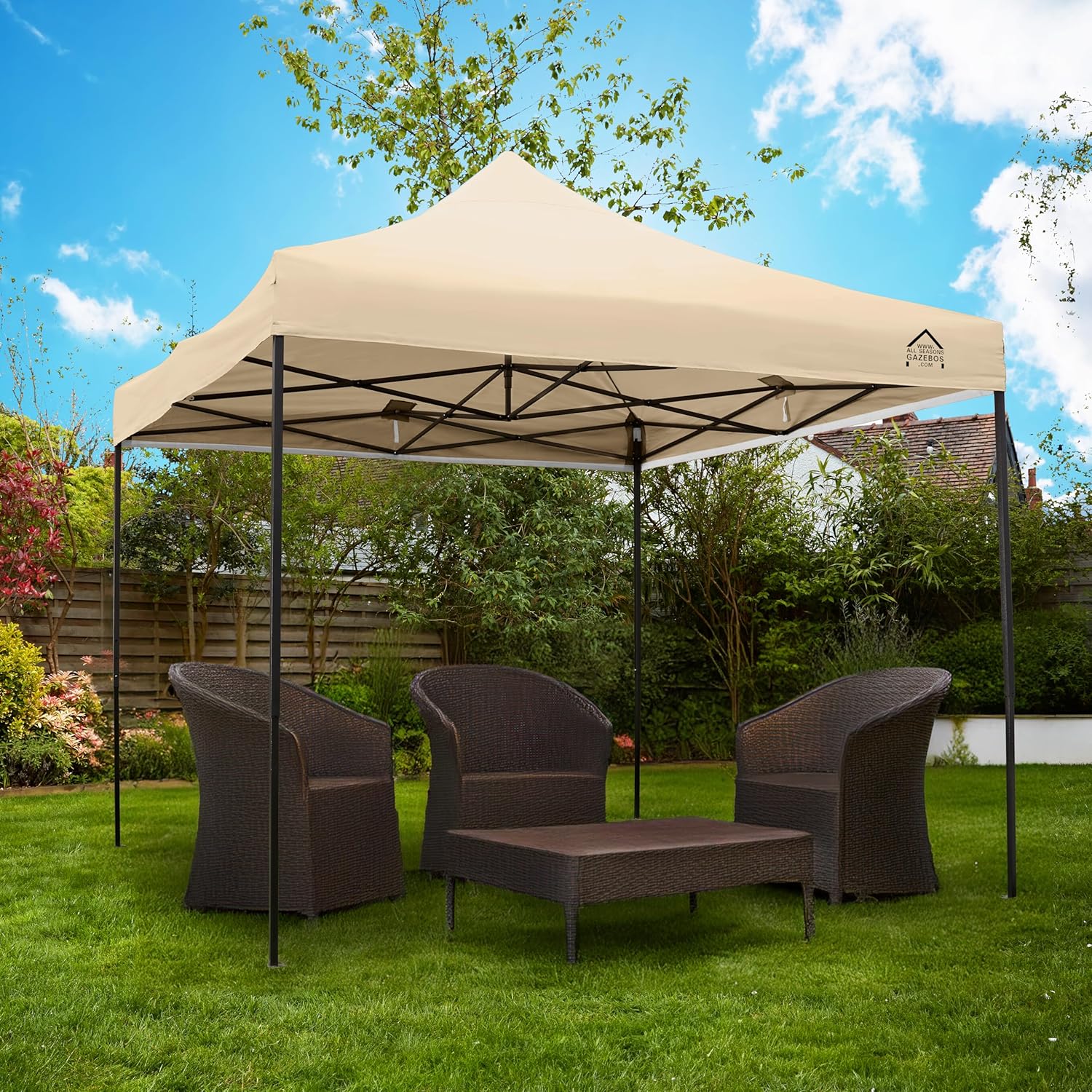 jardinite | Tonnelle Pliante 3x3m | Matériaux Robustes, Entièrement Étanches et de Haute Qualité (Beige)