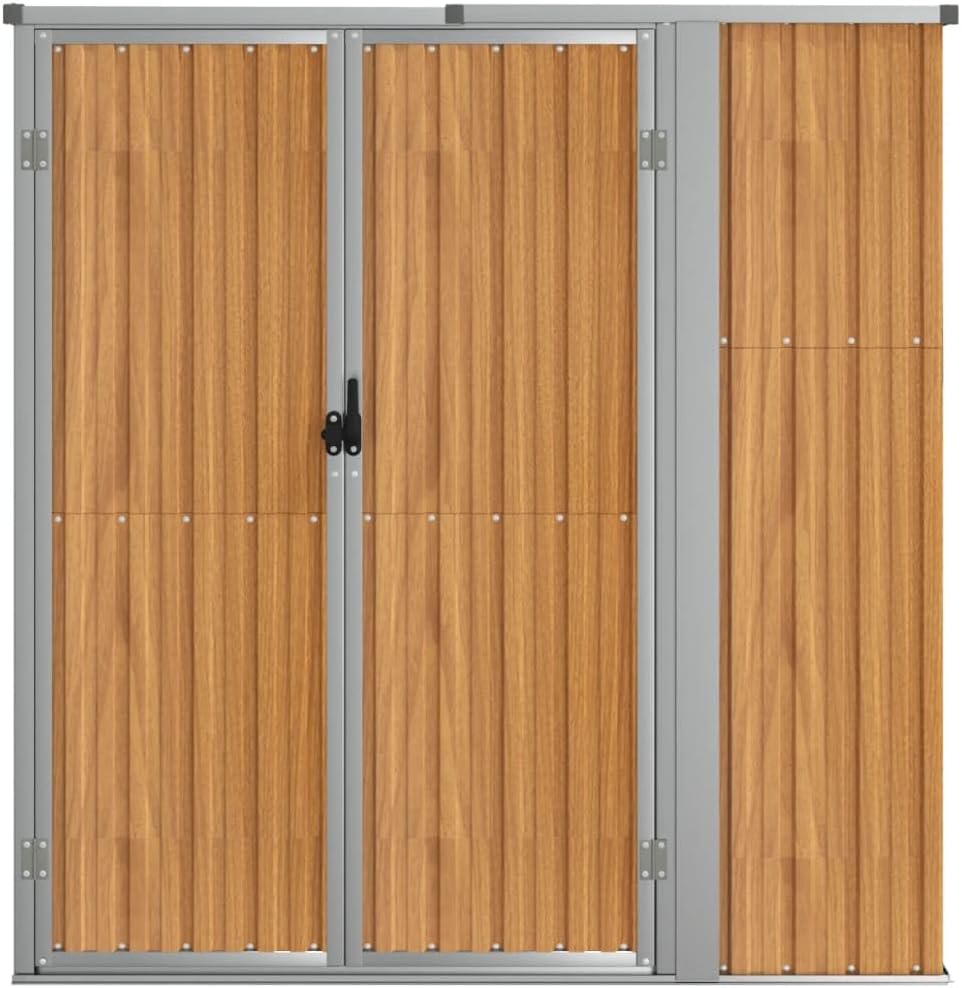 Abri à Outils de Jardin - marron - 161x89x161 cm - acier galvanisé, robuste