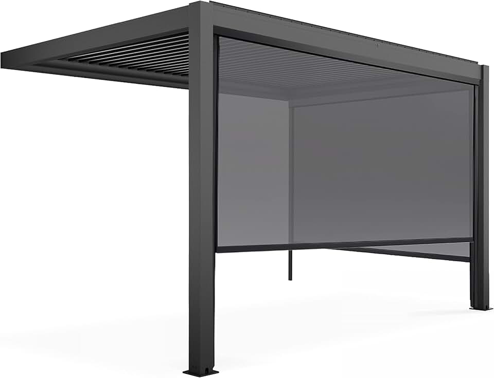 jardinite - Pergola bioclimatique adossée série Grise - 3x4m - avec 2 stores