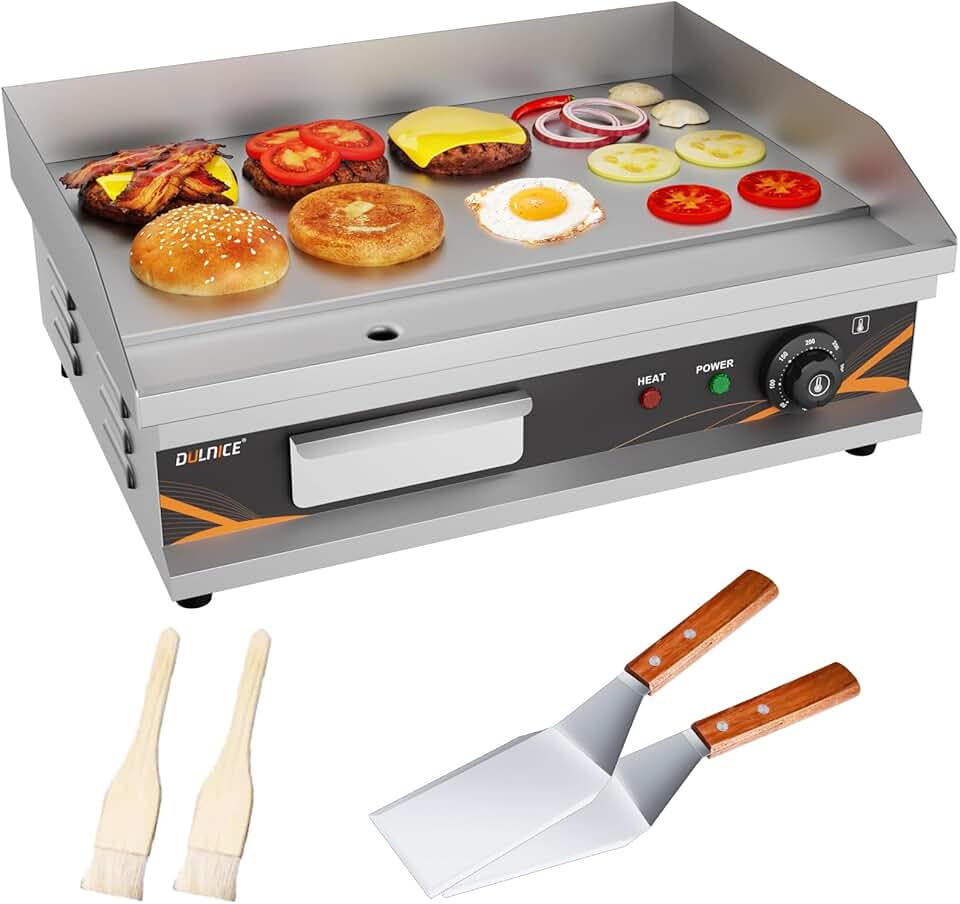 Plancha électrique - Inox 3000W - grande surface de cuisson, grill pro