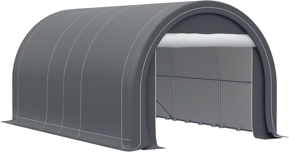 jardinite - Carport abri voiture 5x3x2,4m acier PE porte zippée