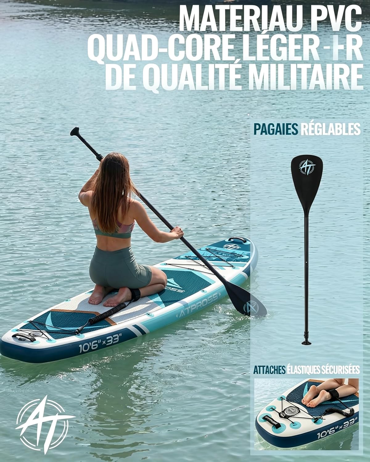 Stand Up Paddle gonflable adulte, 320x84cm, 2 places, 200kg, kayak avec siège