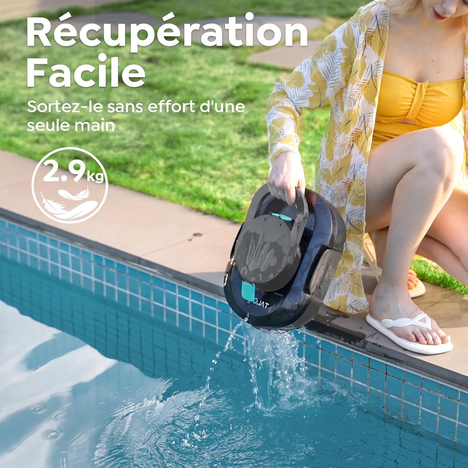 Robot piscine sans fil - S1PRO - compact, 120min autonomie, charge 2,5h, jusqu'à 100m², S1PRO