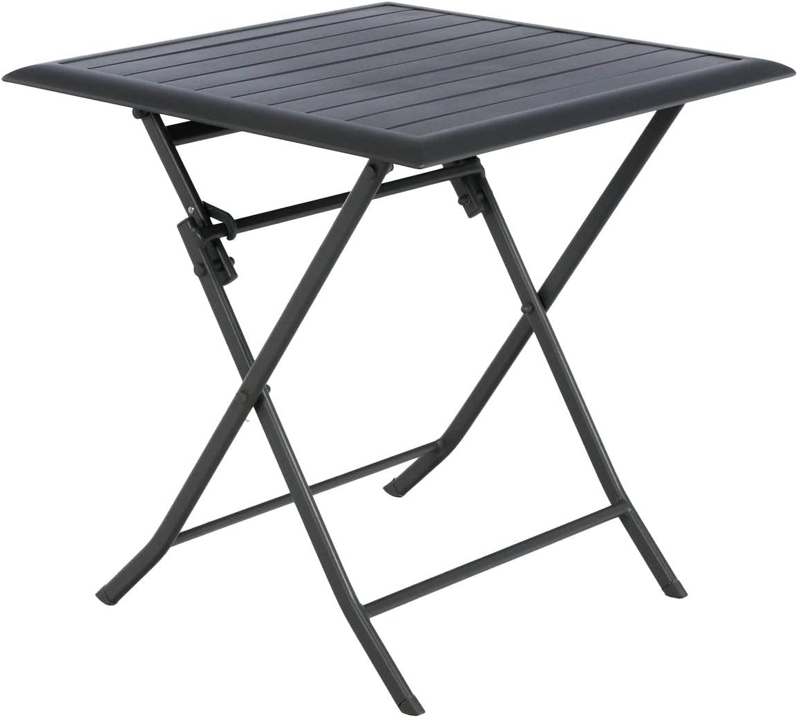 jardinite - Azua - table pliante 2 places 70x70cm aluminium gris