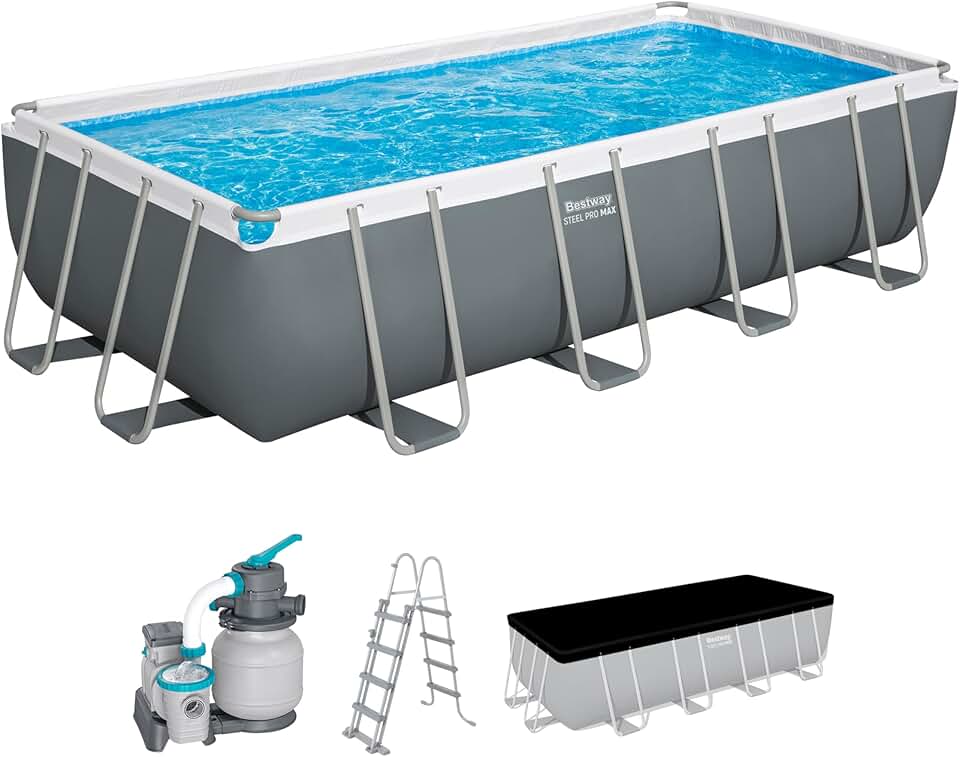 jardinite Steel Pro Max Kit Piscine Hors Sol - 549 cm x 274 cm x 122 cm - Gris foncé