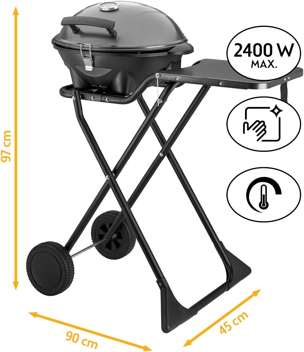 jardinite - Barbecue 2-en-1 pliable 2400W, couvercle, chariot, thermomètre - TZSFA5350-6
