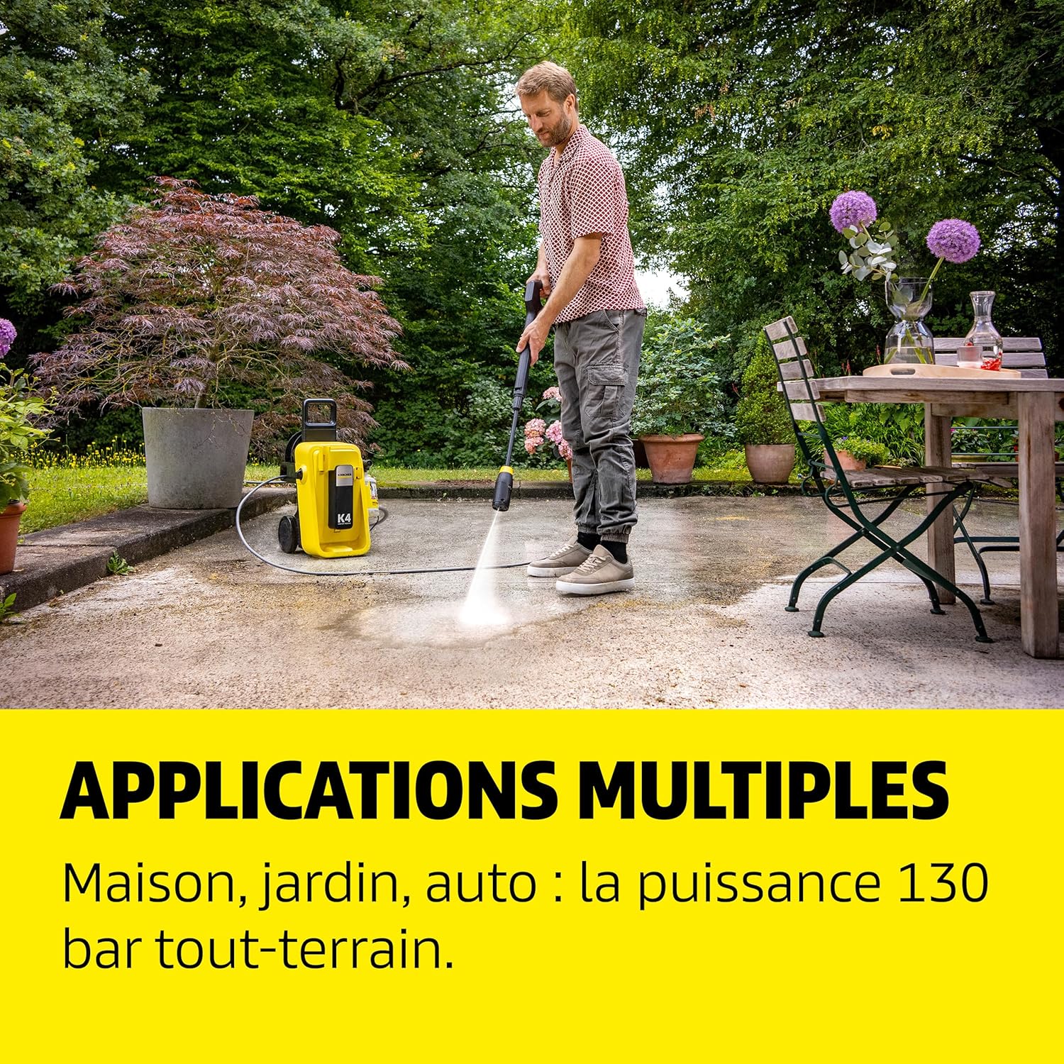 jardinite - K 4 Comfort Premium Home - 130 bar, 420 l/h, 30 m²/h, enrouleur, 4 jets
