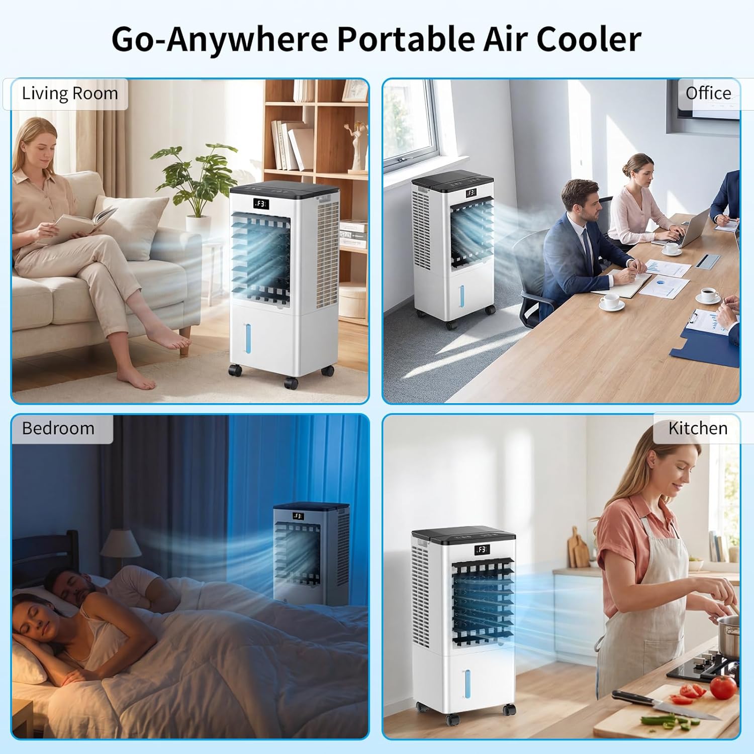 Climatiseur mobile portable 8L, 3 modes, écran, 60W, minuterie 12H