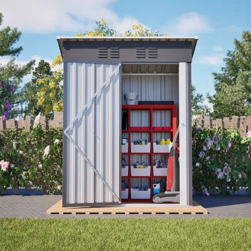 Abri de jardin métal - toit plat - 152x84x182cm - porte verrouillable