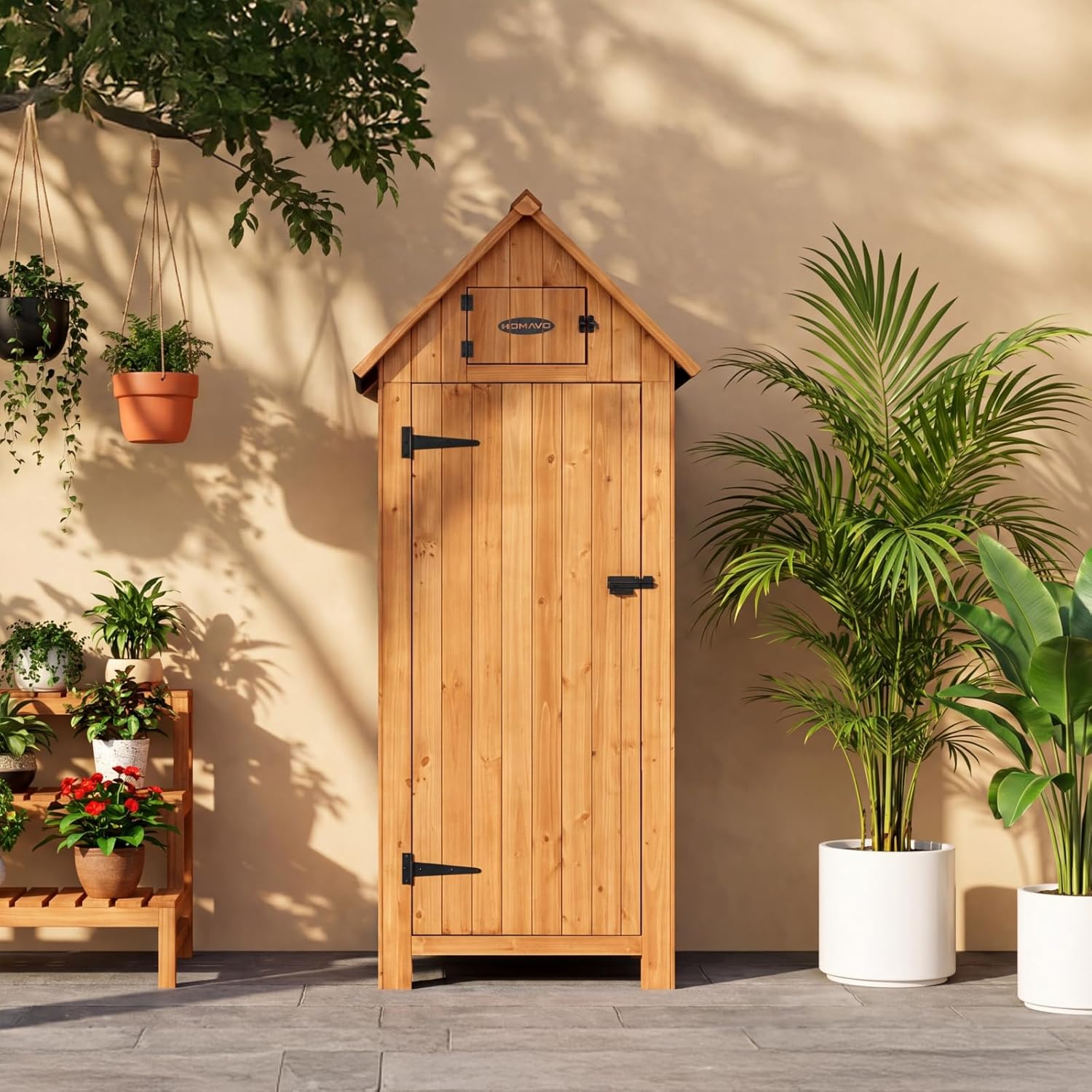 Abri de Jardin en Bois avec Protection UV - Toit en appentis - Abri de Jardin en Bois avec Sol - 77 x 54,3 x 179 cm - Abri de Jardin pour Jardin, terrasse, arrière-Cour, pelouse