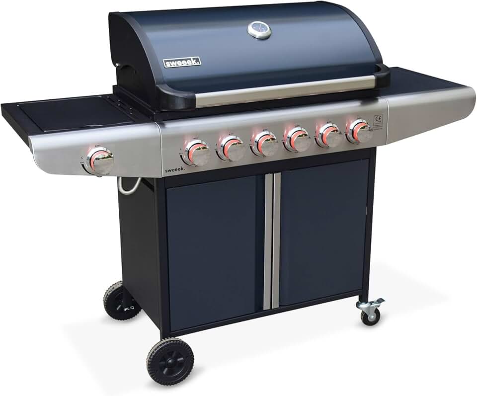 jardinite - Bazin 6 - barbecue gaz 6 brûleurs, roues, rangement
