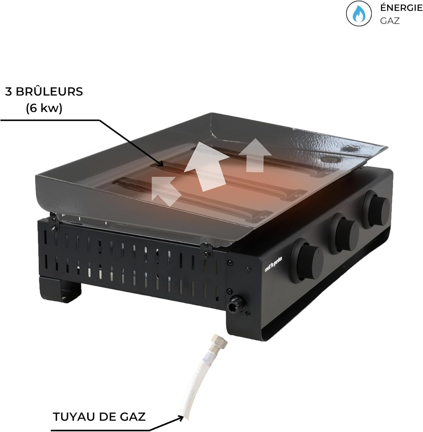 jardinite - Tempo 3 brûleurs - 6 kW - acier émaillé - bac amovible
