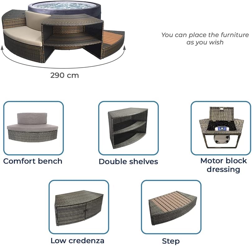 NETSPA - Vita série - spa rond 4 places, semi-rigide, mobilier inclus SP-VIP140/MOB2